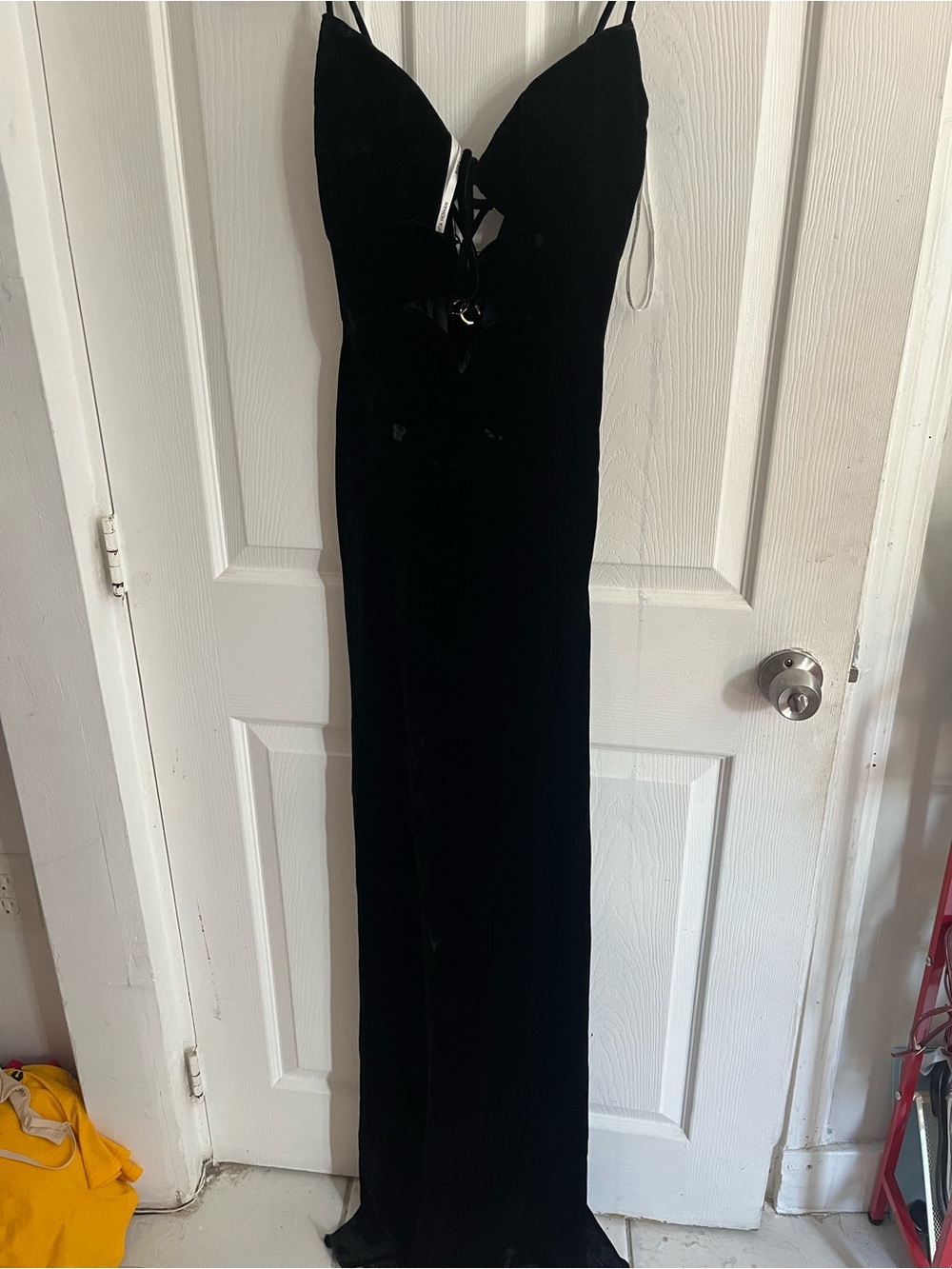 NWT Maria Lucia Hohan Maxi Dress Black Velvet Fatma Gown Cutout size US 2 - Picture 4 of 14